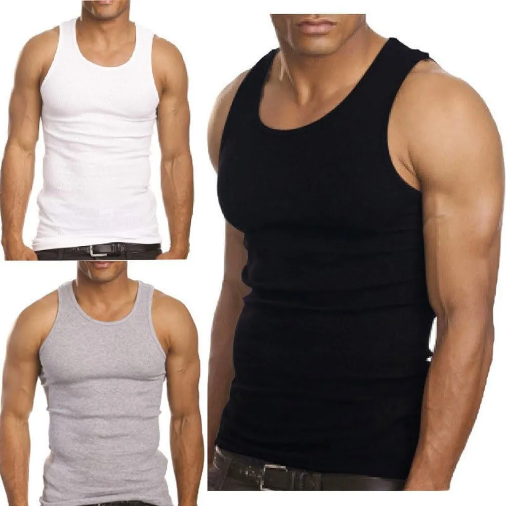 3 Pack Men's A-Shirt Tank Top Gym Workout Undershirt (Slim & Muscle Fit ONLY)