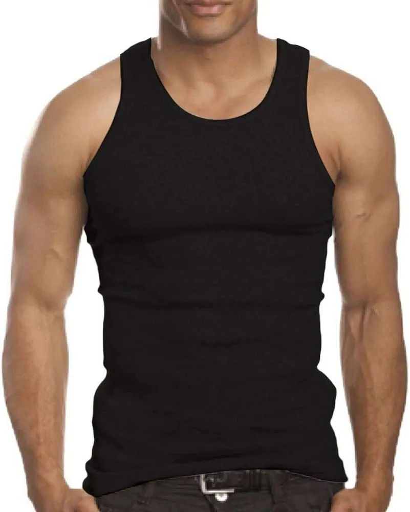 3 Pack Men's A-Shirt Tank Top Gym Workout Undershirt (Slim & Muscle Fit ONLY)