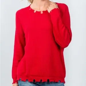Amor Distressed Edge Sweater