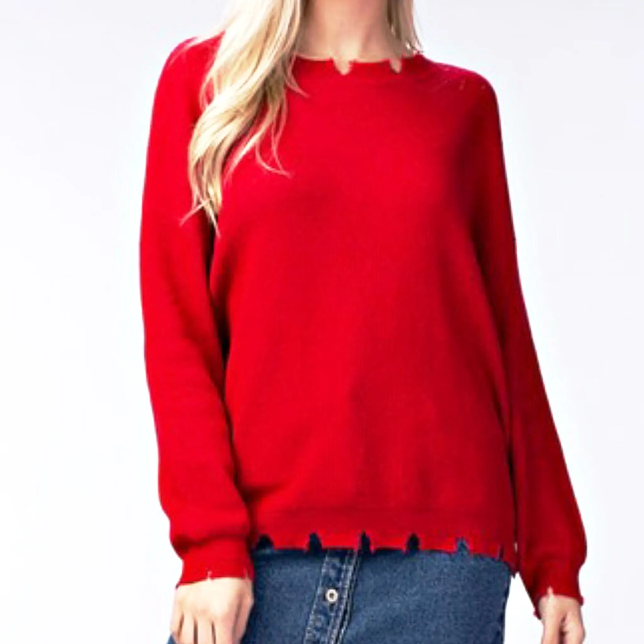 Amor Distressed Edge Sweater