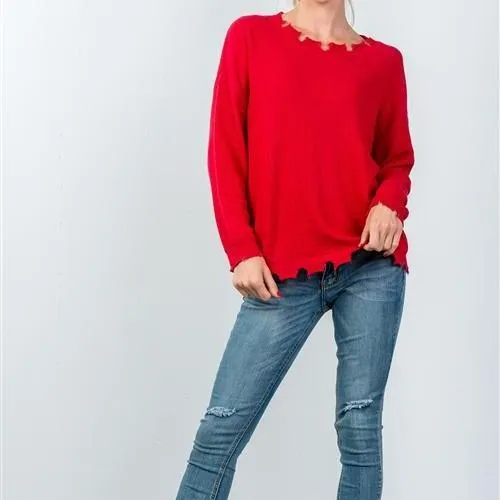 Amor Distressed Edge Sweater