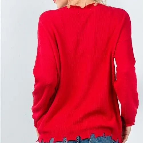 Amor Distressed Edge Sweater
