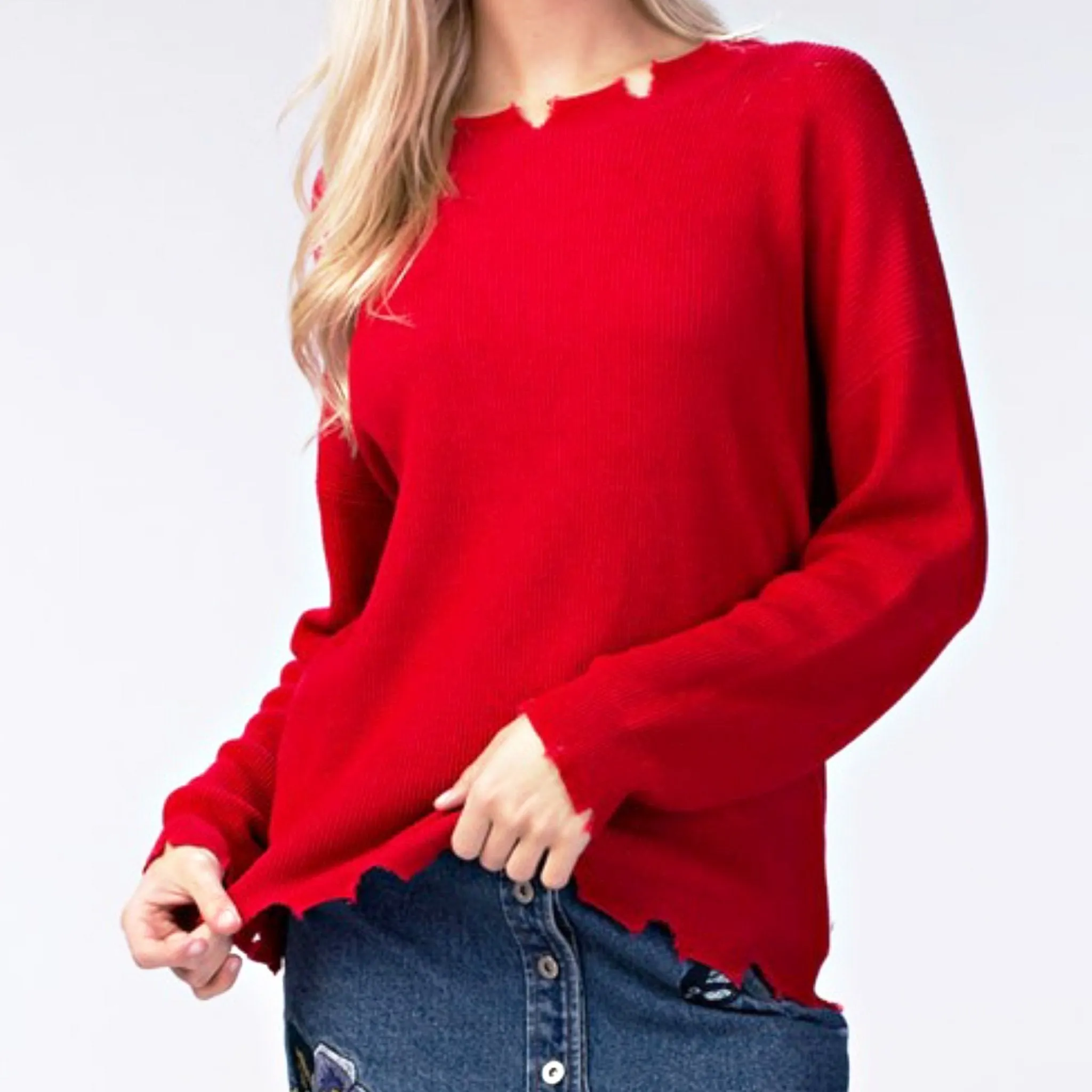 Amor Distressed Edge Sweater