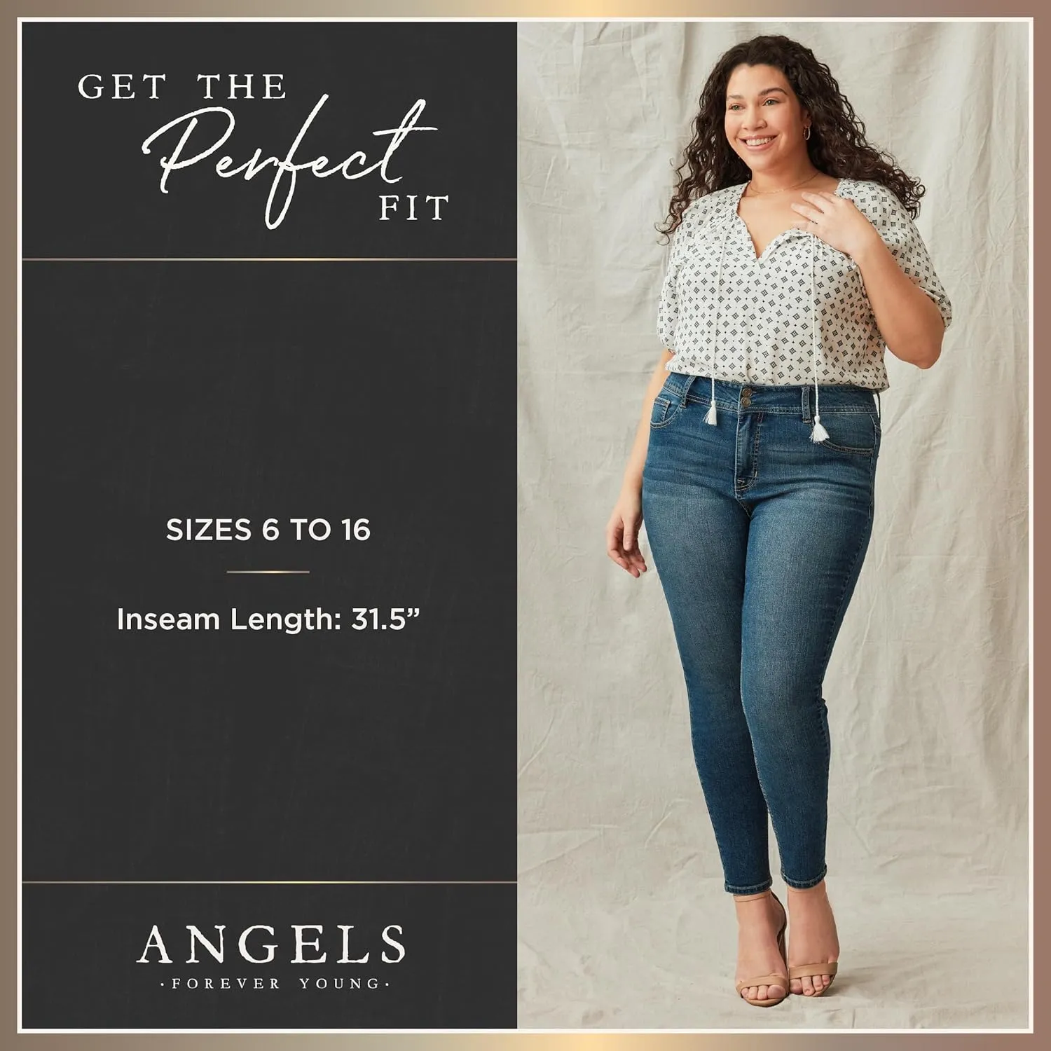 Angels Forever Young Women's Everbreeze Curvy High-Rise Relaxed Flare Jeans