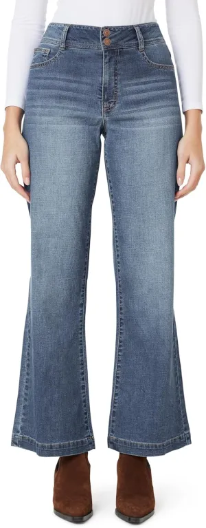 Angels Forever Young Women's Everbreeze Curvy High-Rise Relaxed Flare Jeans