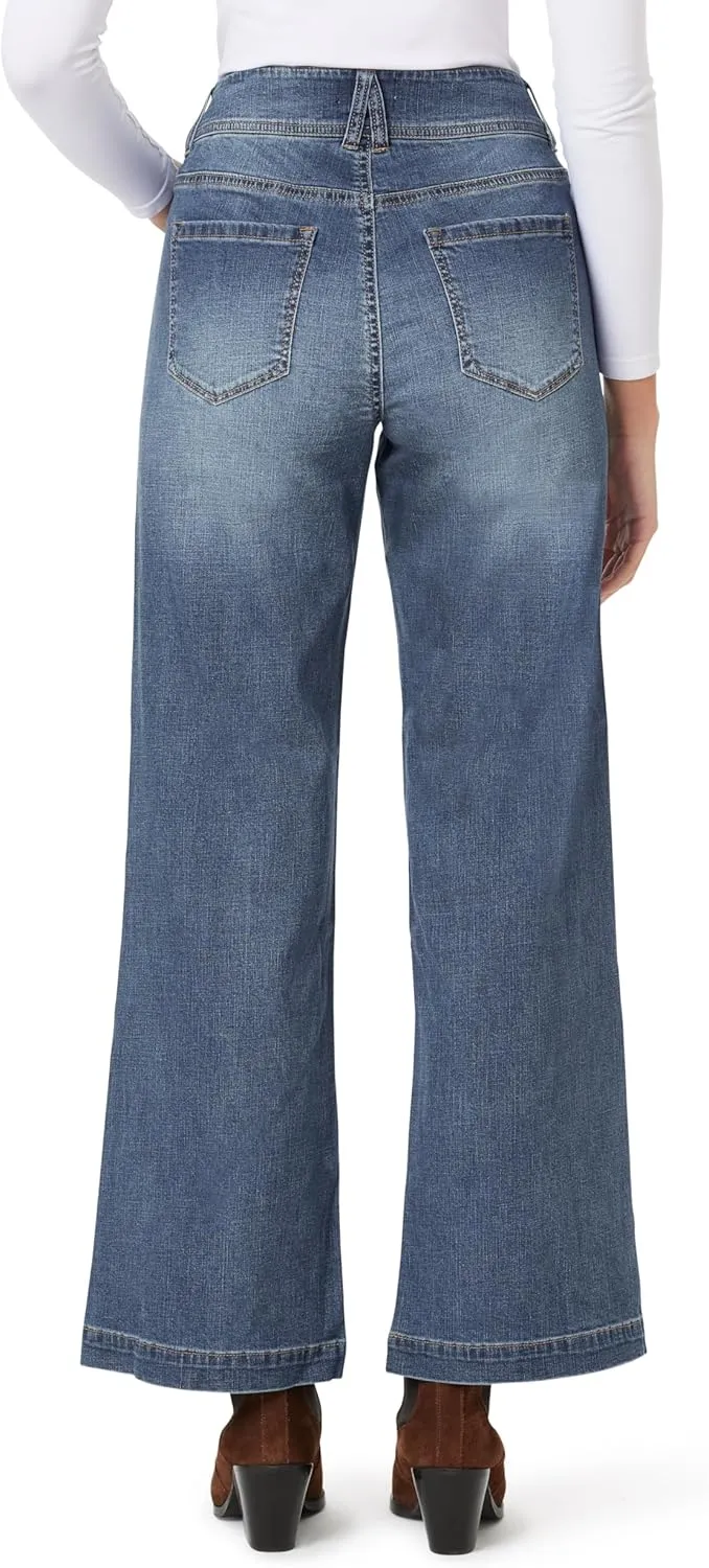 Angels Forever Young Women's Everbreeze Curvy High-Rise Relaxed Flare Jeans