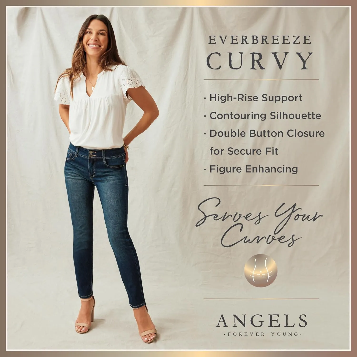 Angels Forever Young Women's Everbreeze Curvy High-Rise Relaxed Flare Jeans
