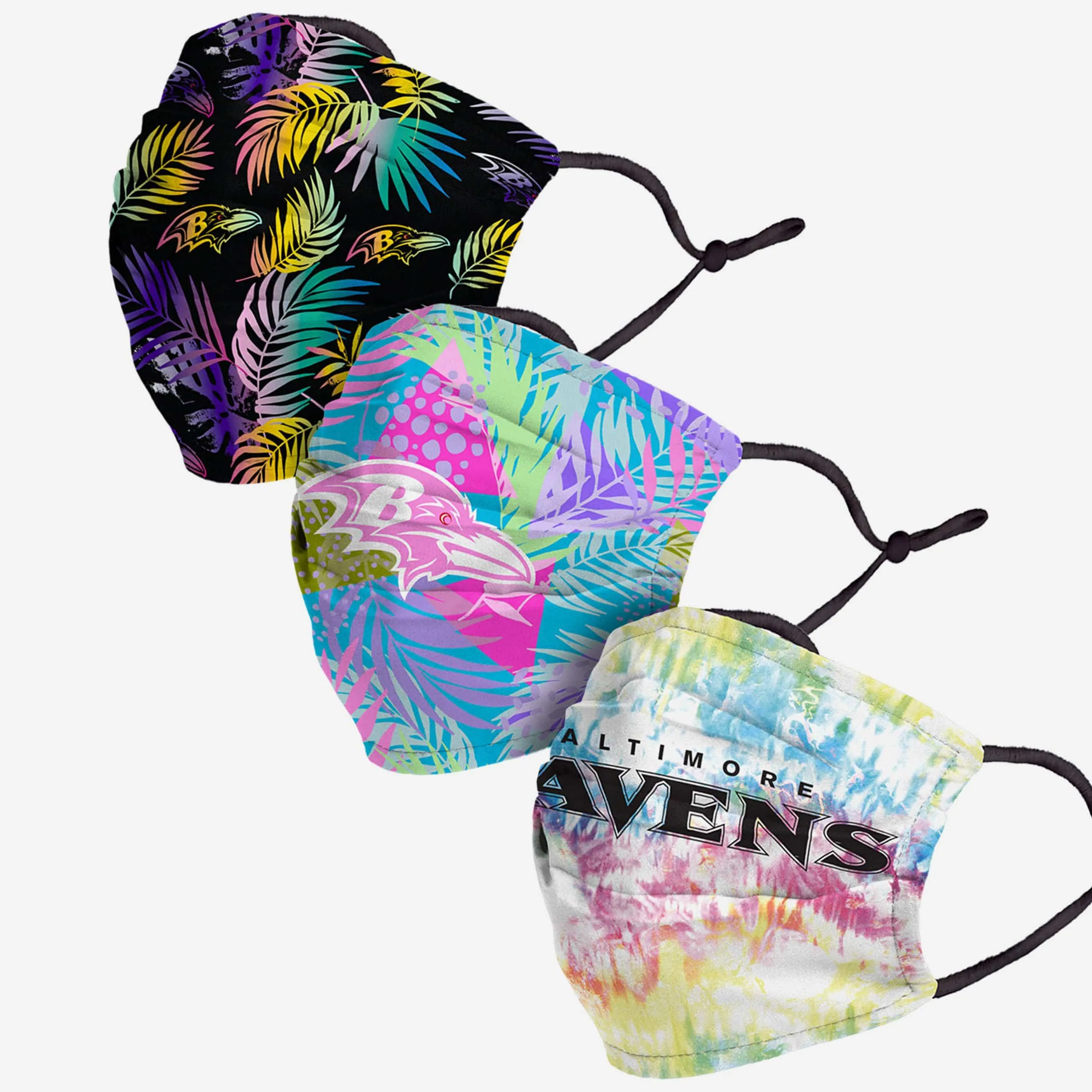 Baltimore Ravens Neon Floral 3 Pack Face Cover