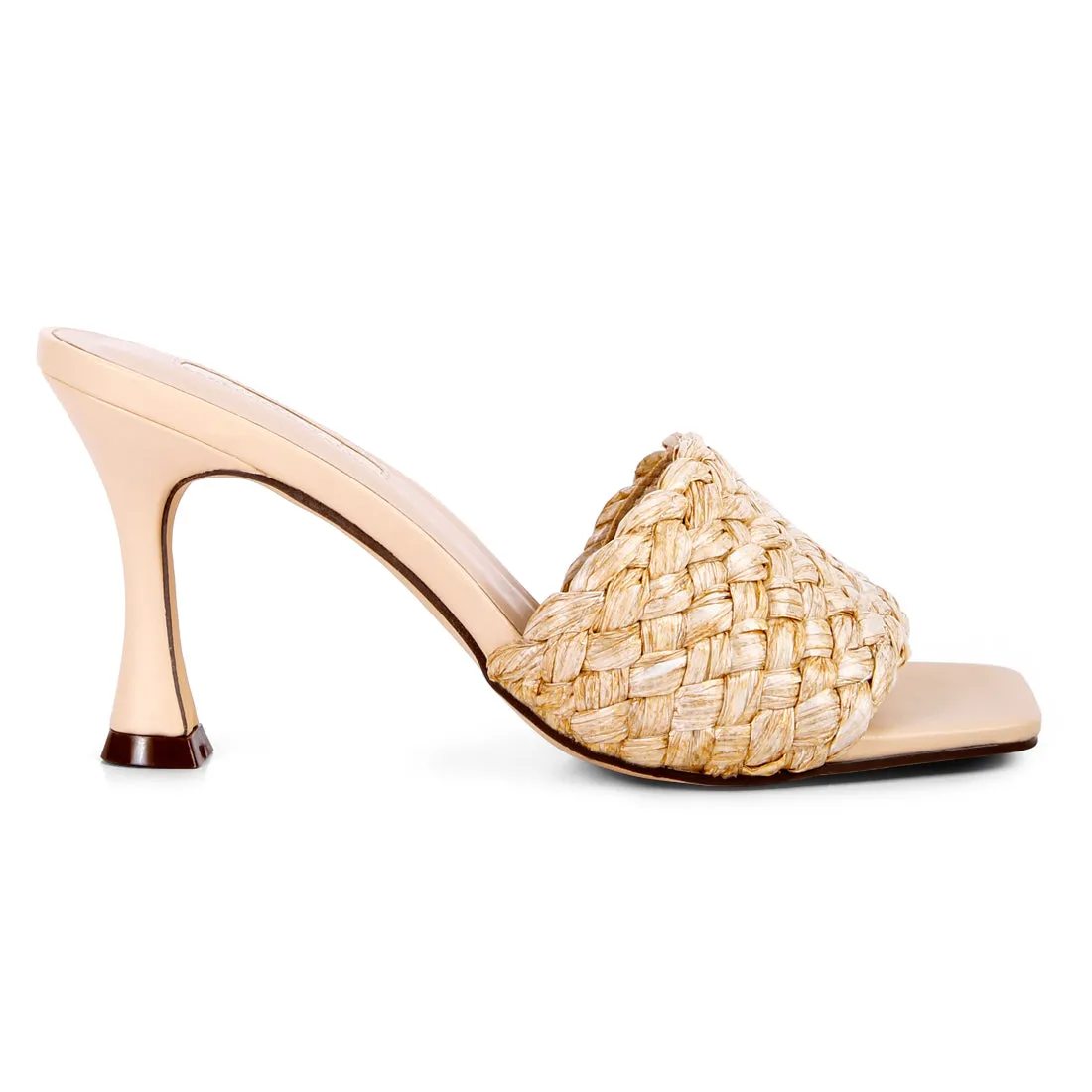 Beige Tour Braided Strap Heeled Sandals