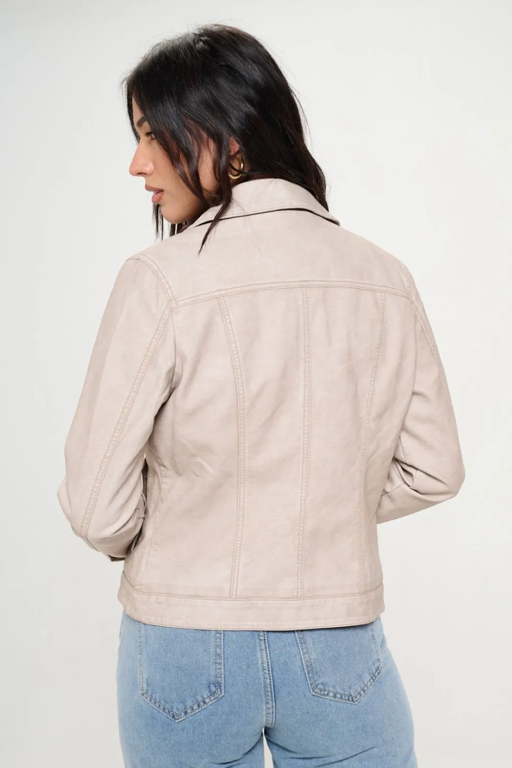 Blue Zone Planet |  Coalition LA Button Down Cargo Vegan Leather Shacket