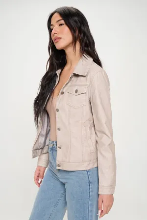 Blue Zone Planet |  Coalition LA Button Down Cargo Vegan Leather Shacket