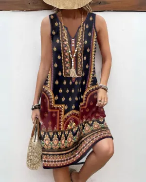 Bohemian style sleeveless dress