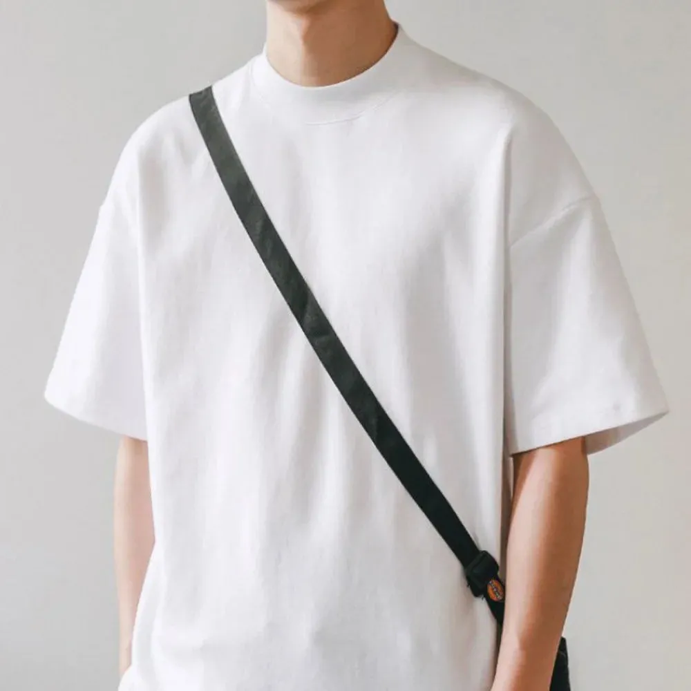 Boxy fit turtleneck loose mock neck t-shirt