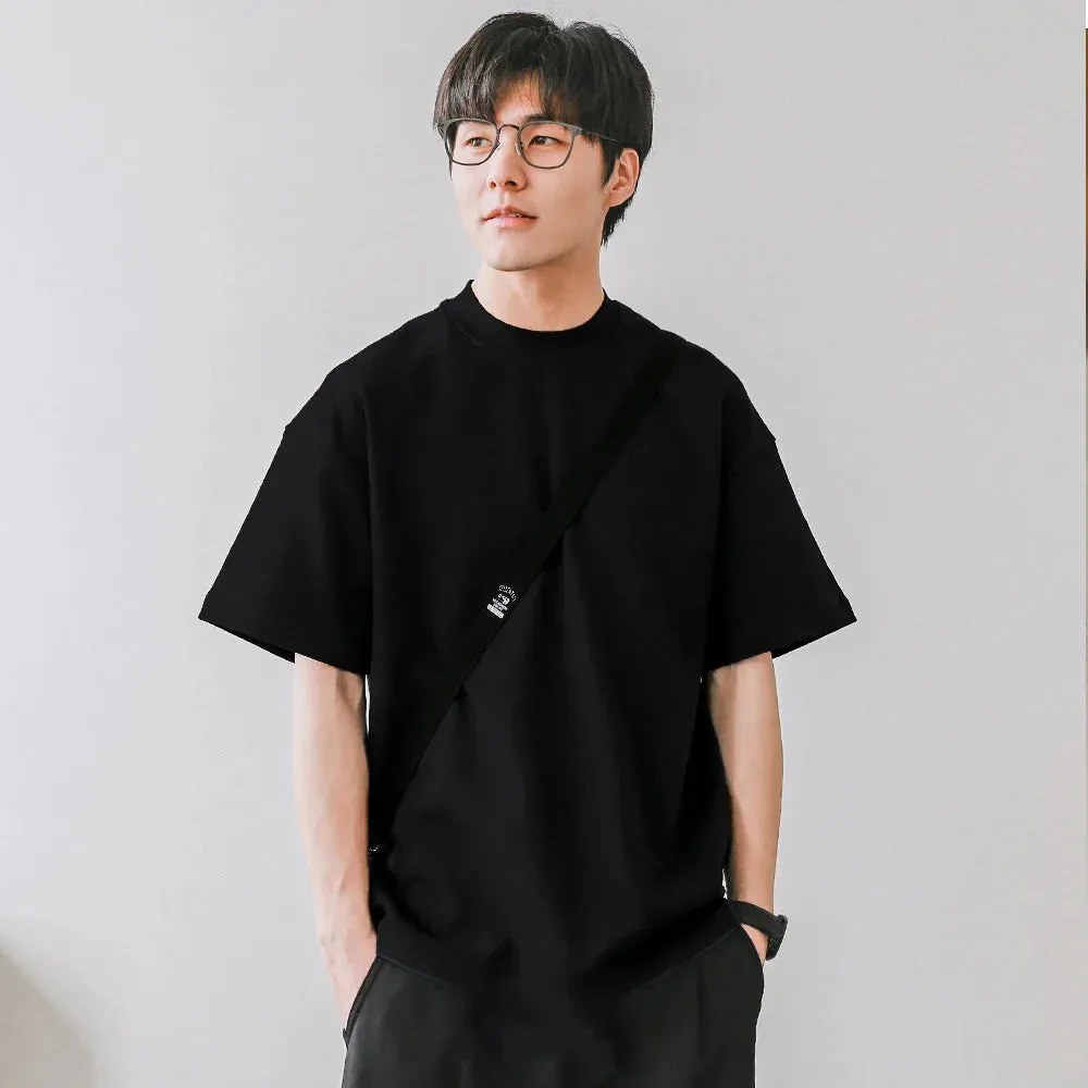 Boxy fit turtleneck loose mock neck t-shirt