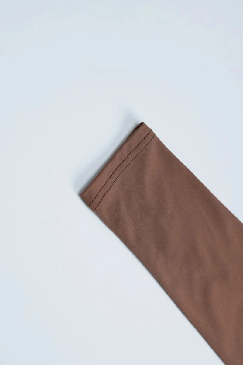 Brown Long Sleeve Twisted Cutout Two Piece Flare Pants Set