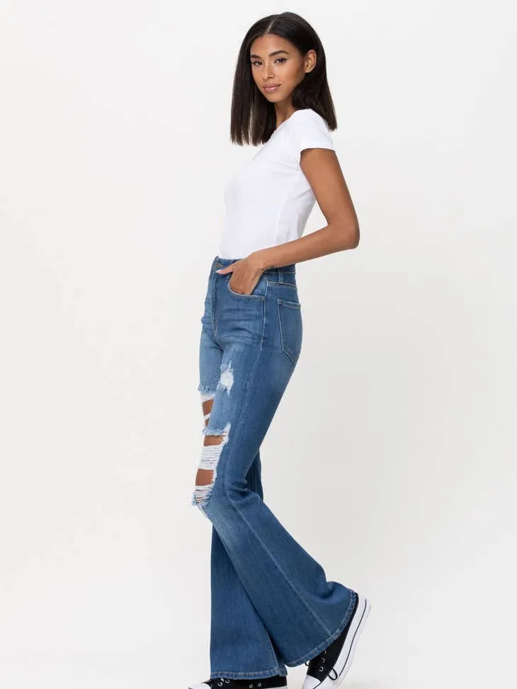 Cello Jeans High Rise Distress Super Flare