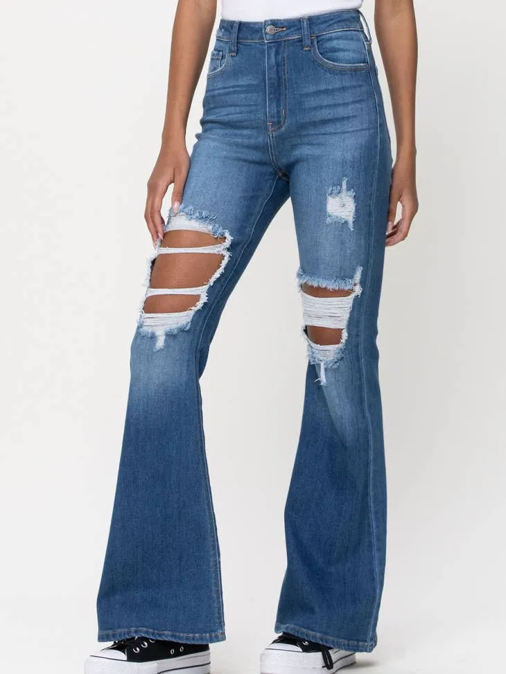 Cello Jeans High Rise Distress Super Flare