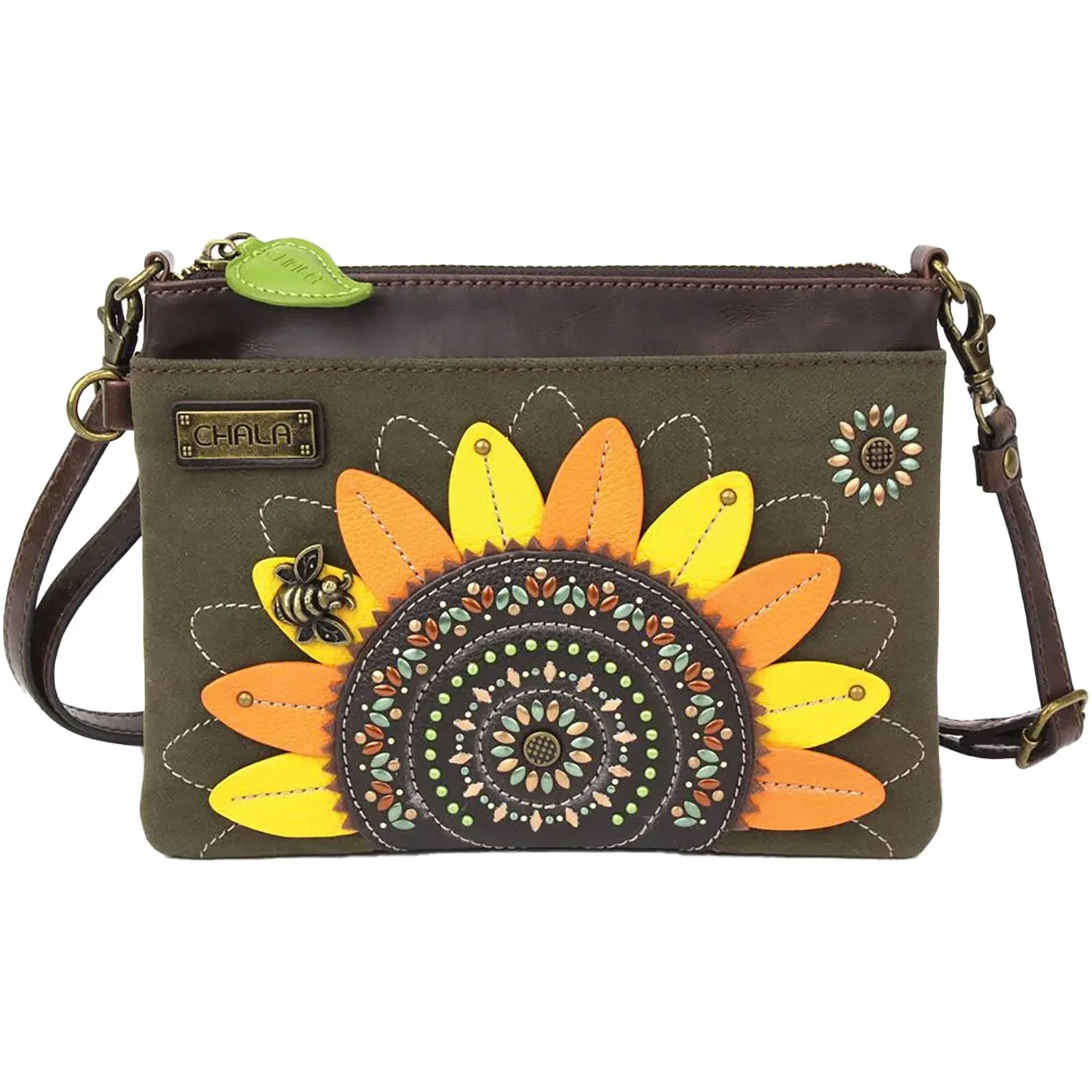 Chala Sunflower Dazzled Mini Crossbody Olive Synthetic
