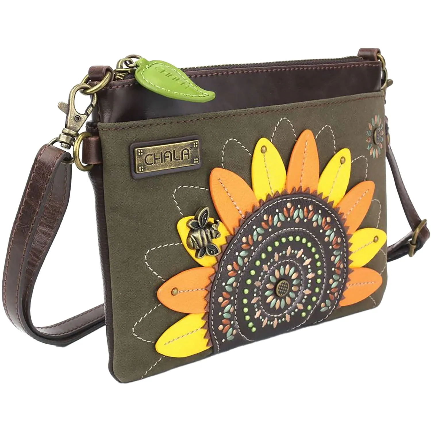 Chala Sunflower Dazzled Mini Crossbody Olive Synthetic