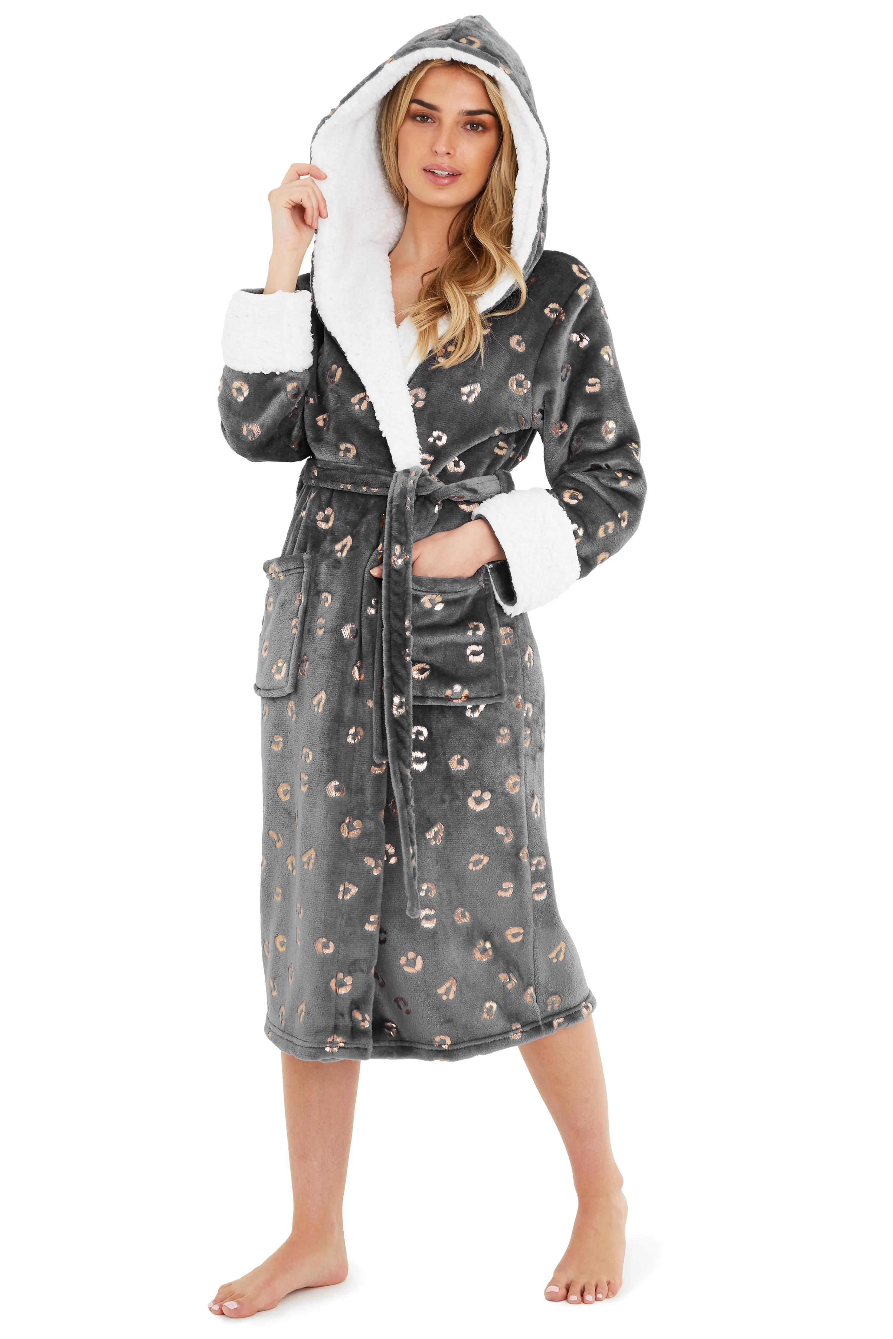 CityComfort Fluffy Dressing Gown Super Soft Fleece with Hood for Women