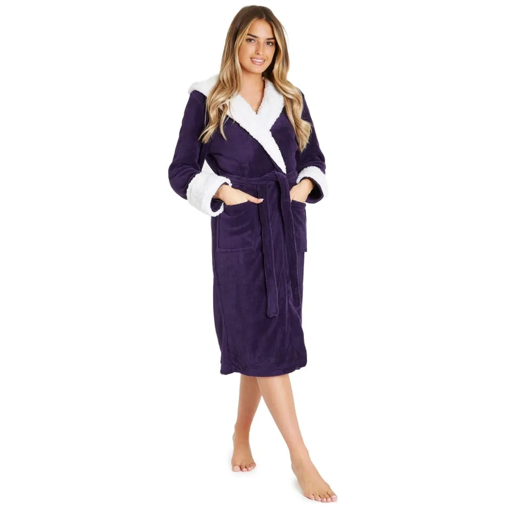 CityComfort Fluffy Dressing Gown Super Soft Fleece with Hood for Women