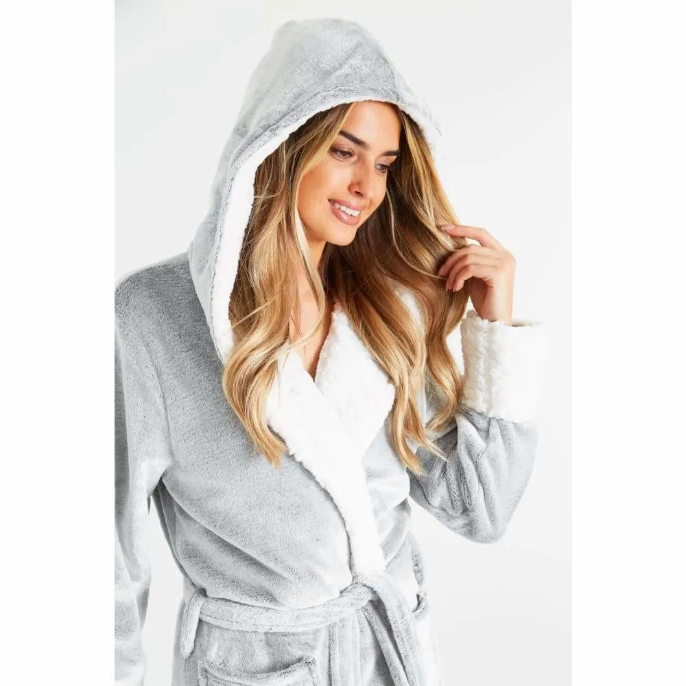 CityComfort Fluffy Dressing Gown Super Soft Fleece with Hood for Women