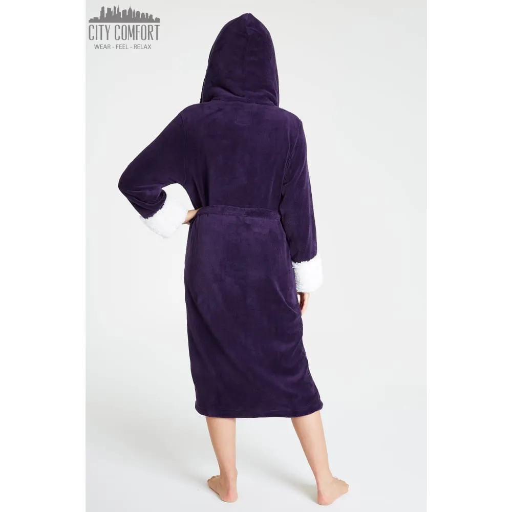CityComfort Fluffy Dressing Gown Super Soft Fleece with Hood for Women
