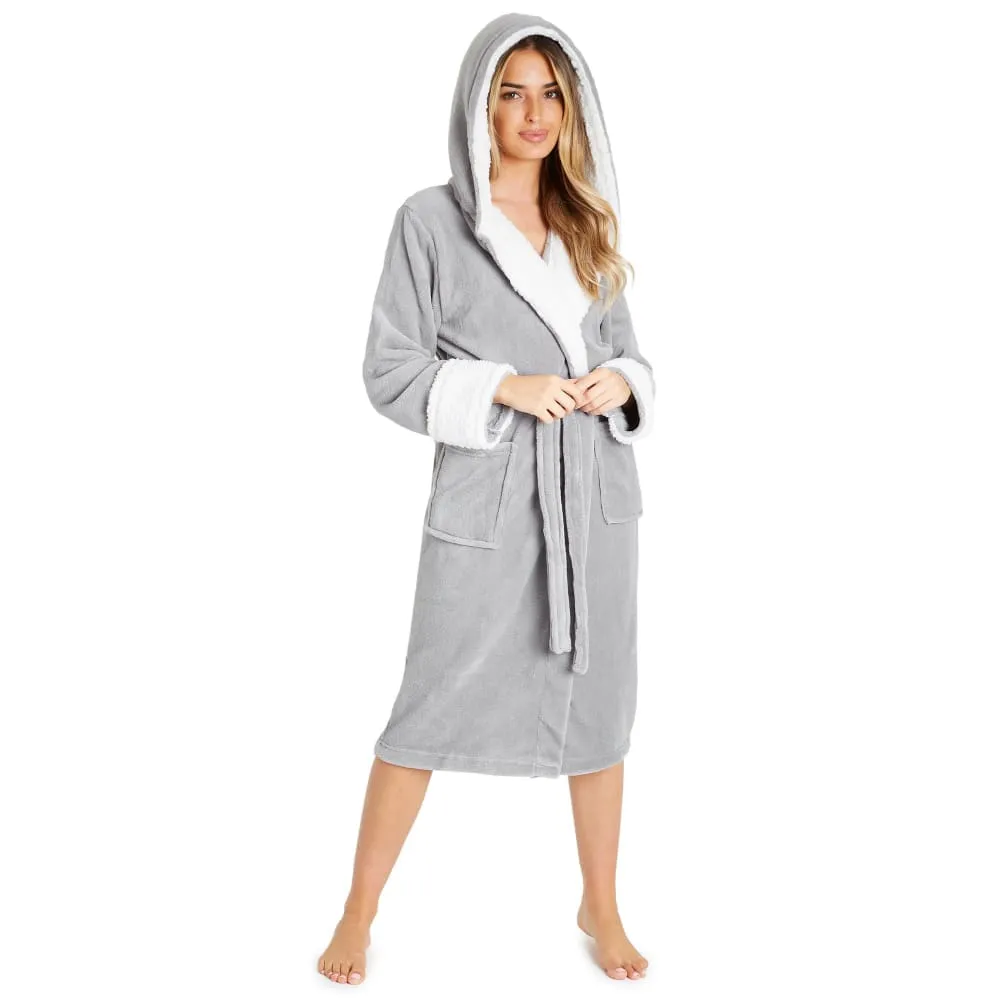 CityComfort Fluffy Dressing Gown Super Soft Fleece with Hood for Women