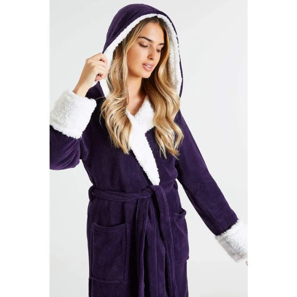 CityComfort Fluffy Dressing Gown Super Soft Fleece with Hood for Women