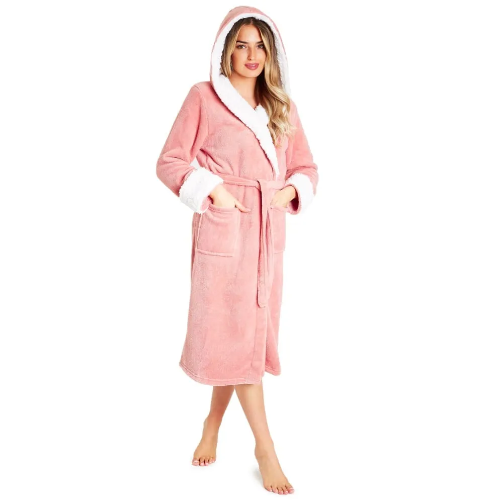 CityComfort Fluffy Dressing Gown Super Soft Fleece with Hood for Women