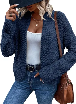 Dokotoo Women's 2025 Fashion Casual Open Front Long Sleeve Chunky Knit Cardigans Sweaters Outerwear Coats