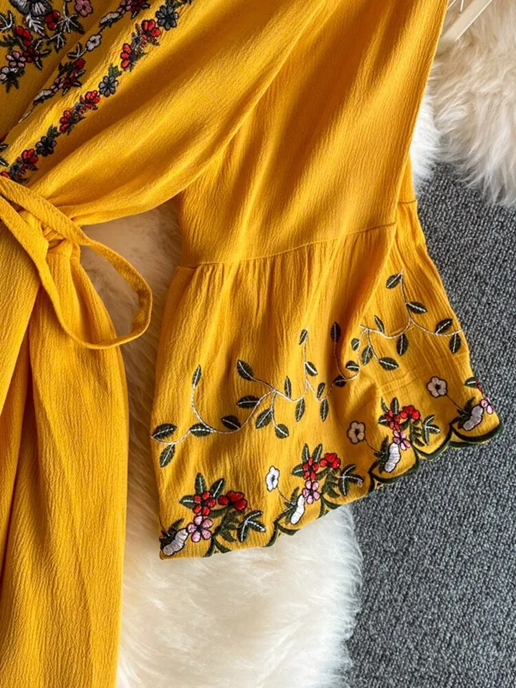 Embroidered Bohemian Dress