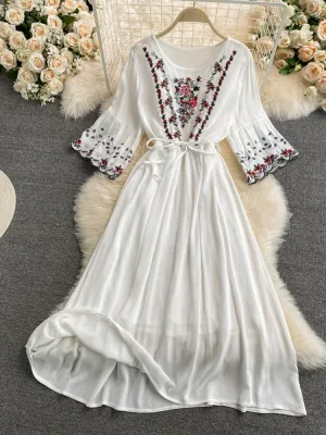 Embroidered Bohemian Dress