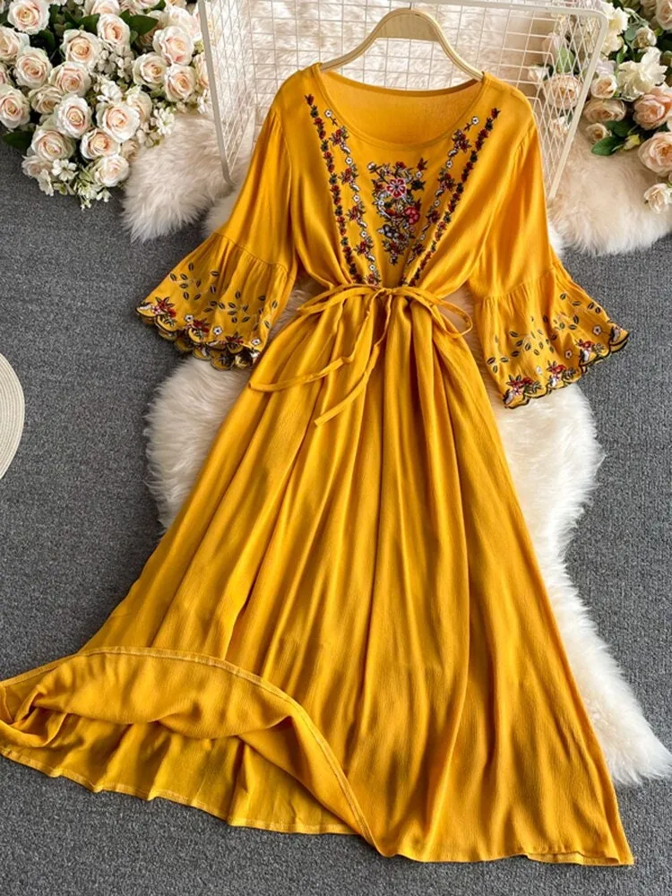 Embroidered Bohemian Dress