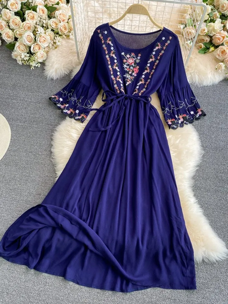 Embroidered Bohemian Dress