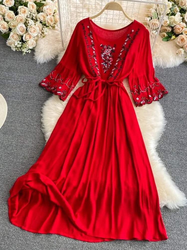 Embroidered Bohemian Dress