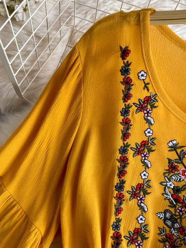 Embroidered Bohemian Dress
