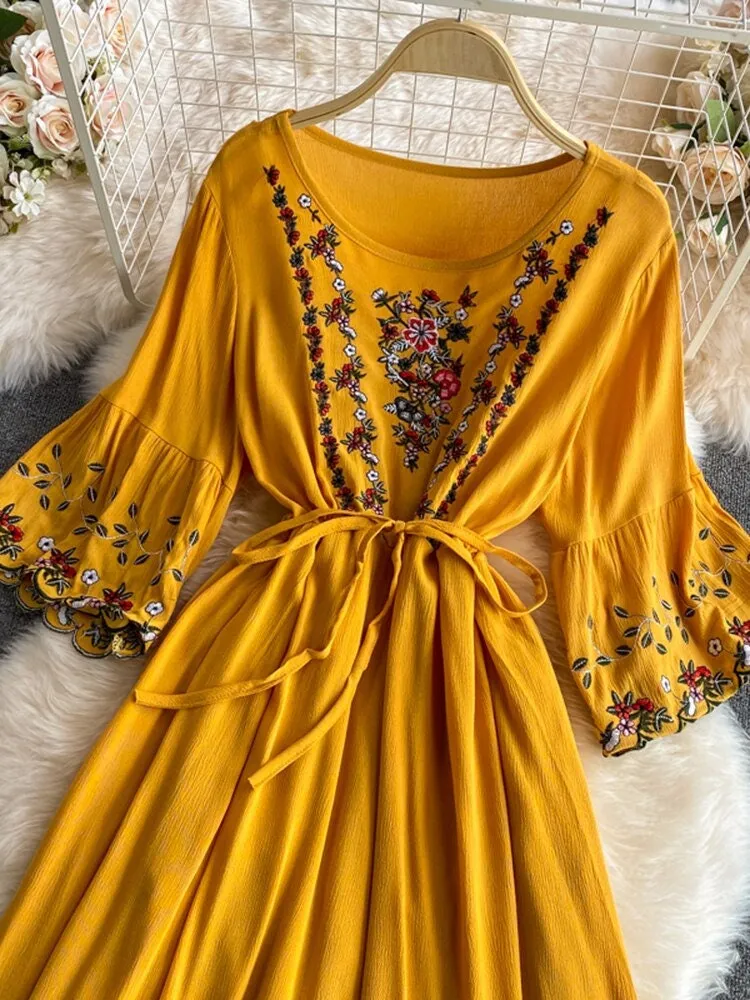 Embroidered Bohemian Dress