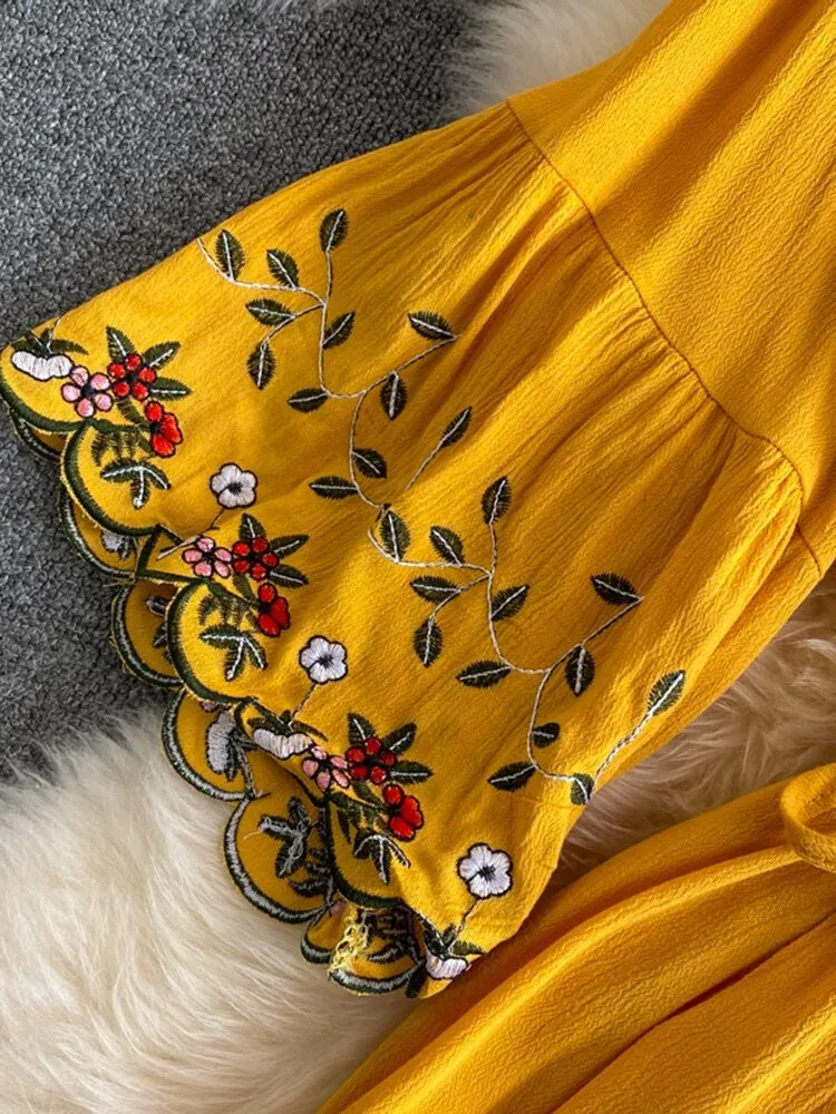 Embroidered Bohemian Dress