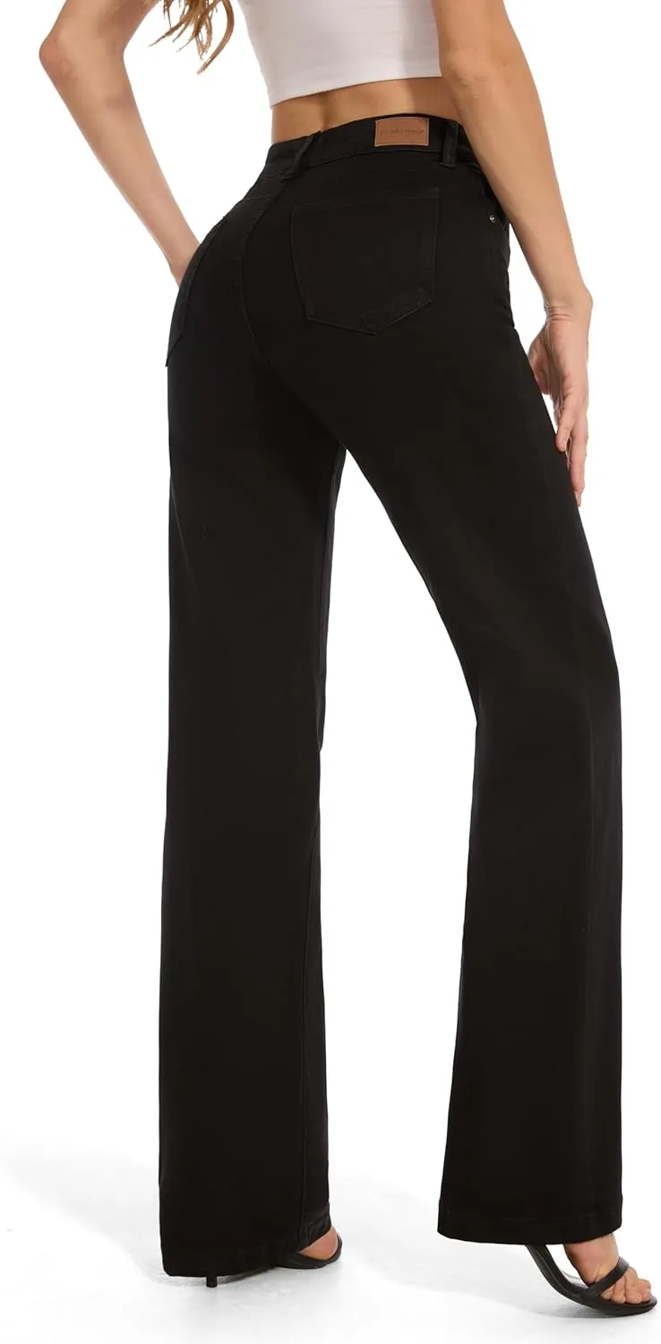 FLYING BANANA Women's Stretchy Curvy Fancy Bootcut Jeans