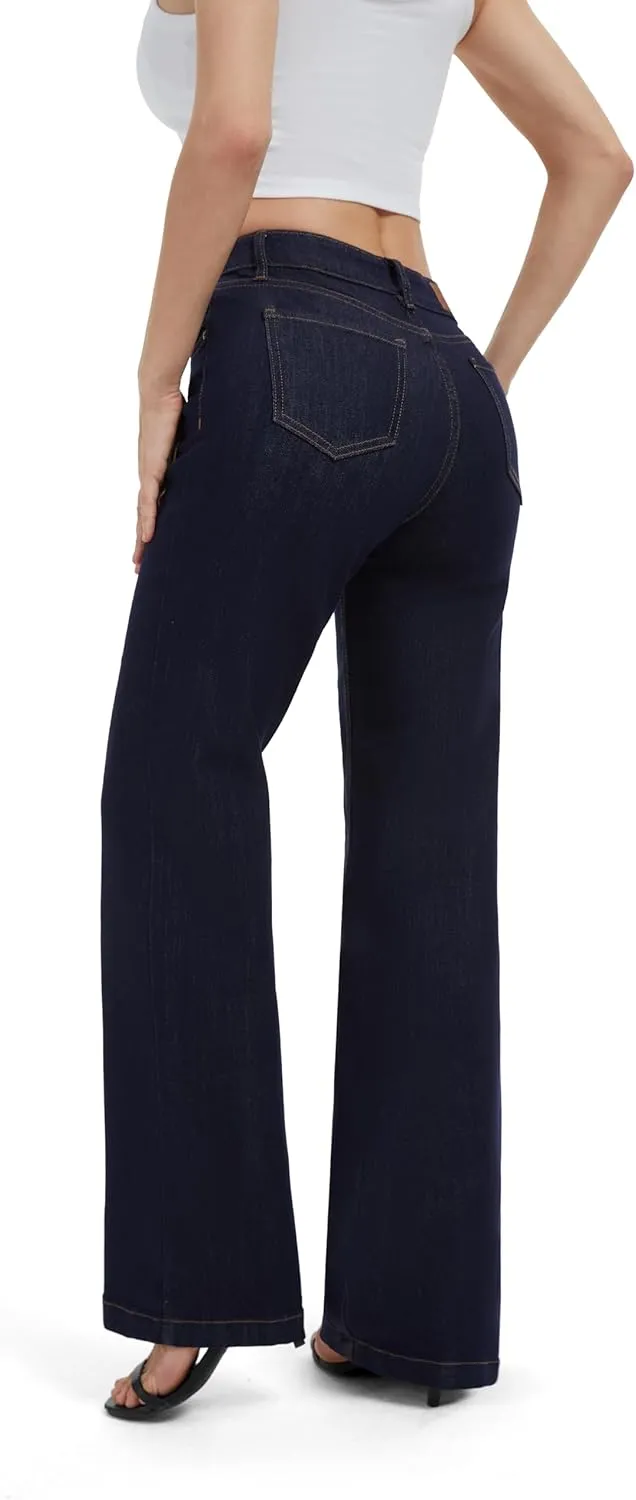 FLYING BANANA Women's Stretchy Curvy Fancy Bootcut Jeans