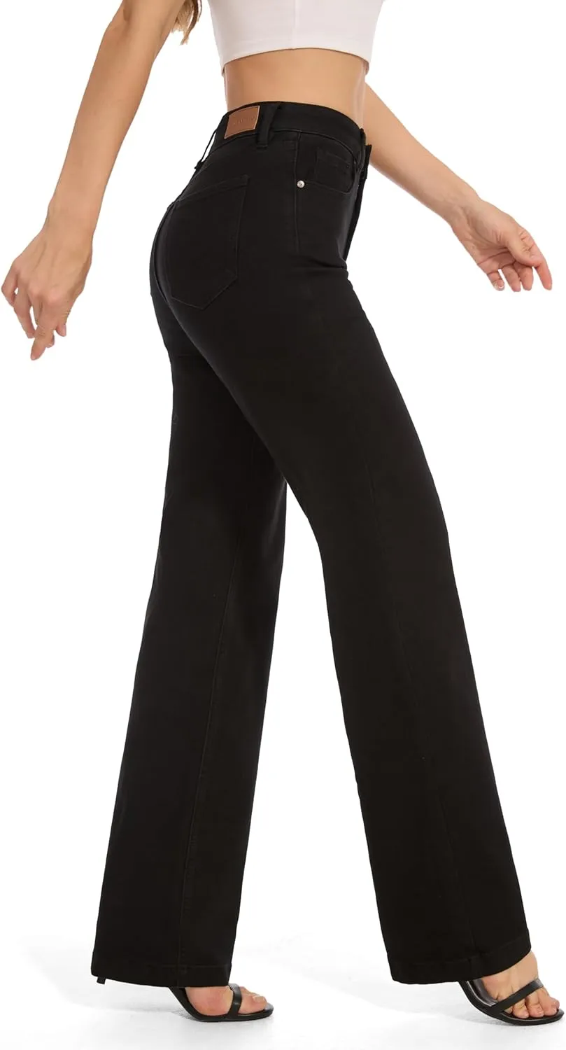 FLYING BANANA Women's Stretchy Curvy Fancy Bootcut Jeans