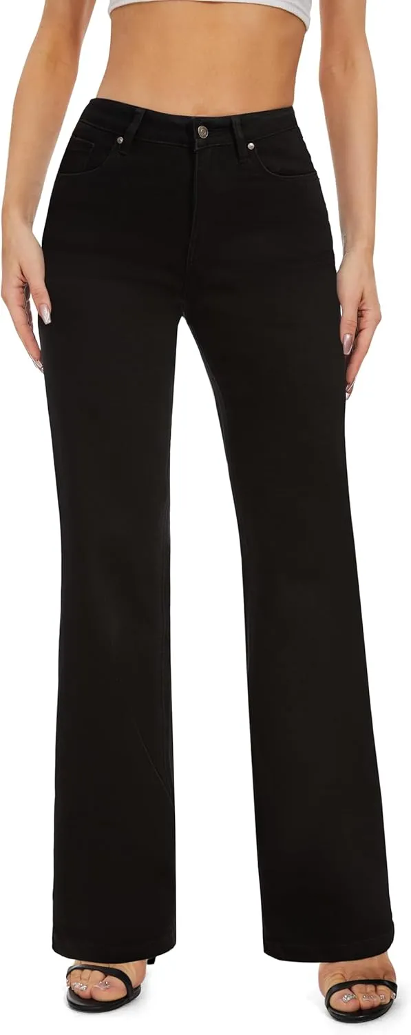 FLYING BANANA Women's Stretchy Curvy Fancy Bootcut Jeans