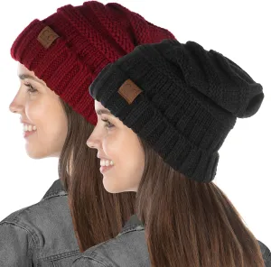 Funky Junque Women's Slouchy Beanie - Soft Ribbed Knit Winter Hat - Cozy Warm Cap