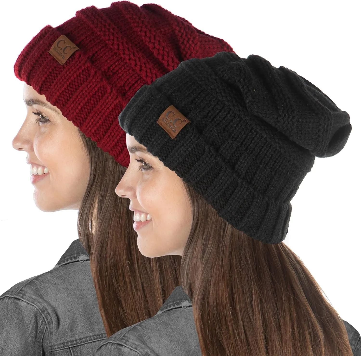 Funky Junque Women's Slouchy Beanie - Soft Ribbed Knit Winter Hat - Cozy Warm Cap
