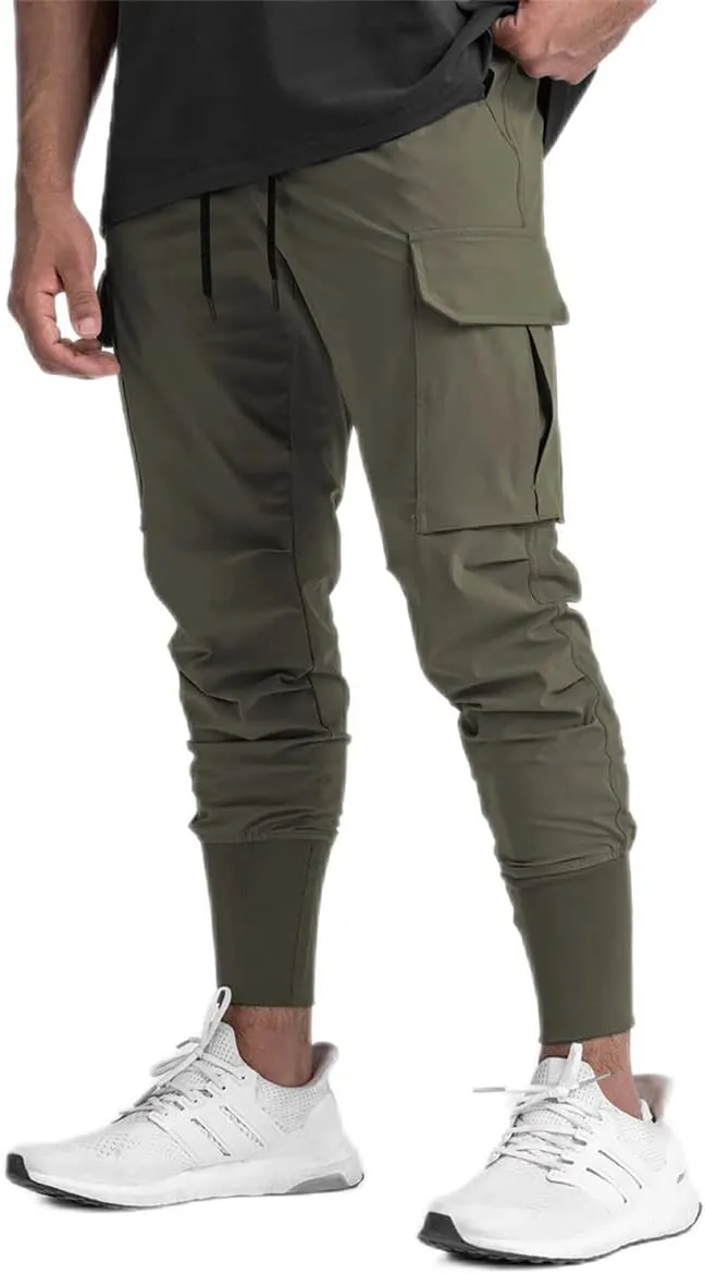 GINTPK Men Cargo Jogger Lightweight Tapered Hiking Pants Sport Running Quick Dry Sweatpants for Training
