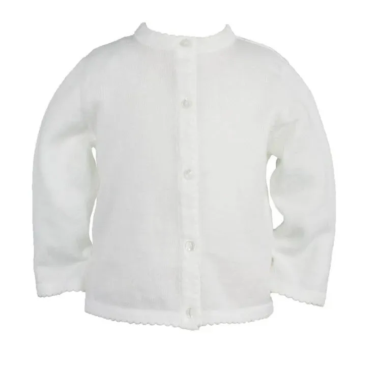Girls White Cardigan Sweater