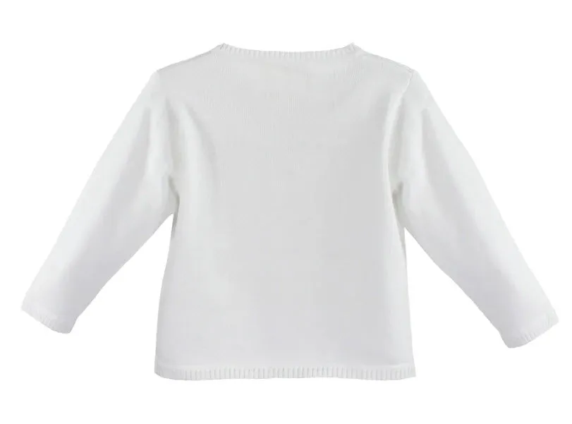 Girls White Cardigan Sweater