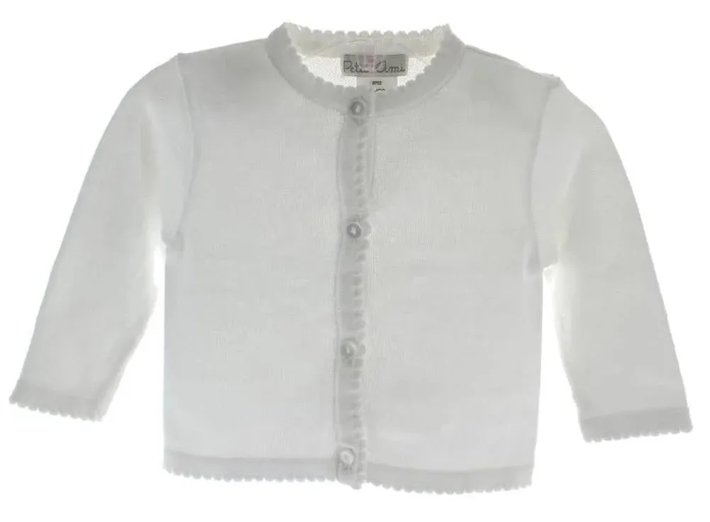 Girls White Cardigan Sweater