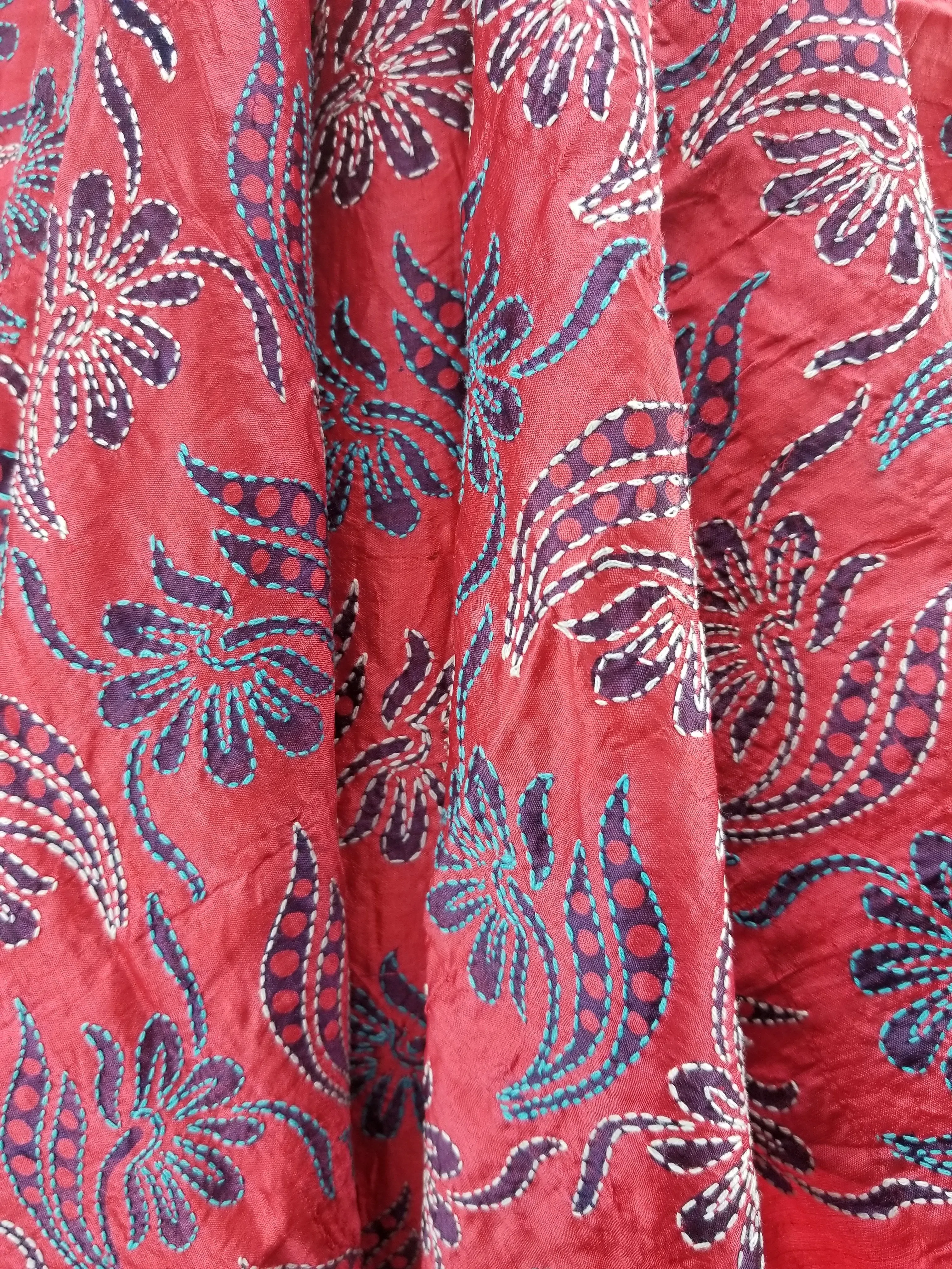 Hand Embroidered Silk Fabric From Artisans in India